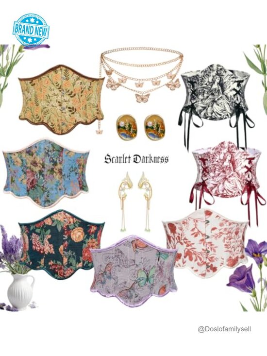 Vintage Floral Underbust Corset Belt with Plastic Boning main image 7